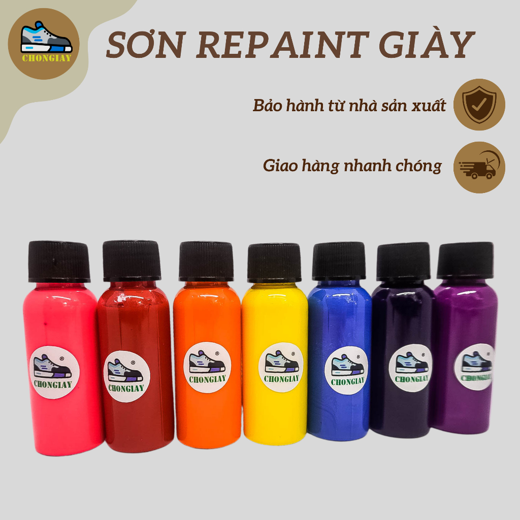 Sơn Repaint đế giày CHONGIAY màu trắng, đen và nhiều màu khác tặng kèm cọ quét