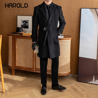 Áo Khoác Len Nam Cao Cấp Harold Overcoat Khuy Kim Loại Hiện Đại Đi Tiệc, Sự Kiện Độ Bền Cao, Không Nhăn, Đứng Form