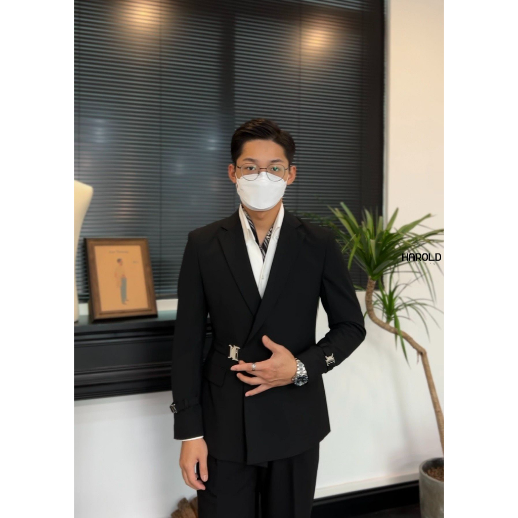 [HCM] Suit Jacket Nam Cao Cấp Harold Khuy Kim Loại Notch Lapel - Áo Vest Đi Làm, Đi Chơi Thoáng Mát, Co Giãn Chống Nhăn