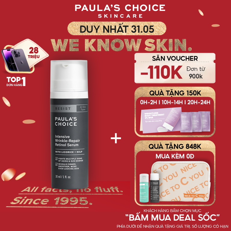 Tinh chất ngăn ngừa lão hóa và làm mờ nếp nhăn Paula's Choice Resist Intensive Wrinkle - Repair Retinol Serum 30ml 7710