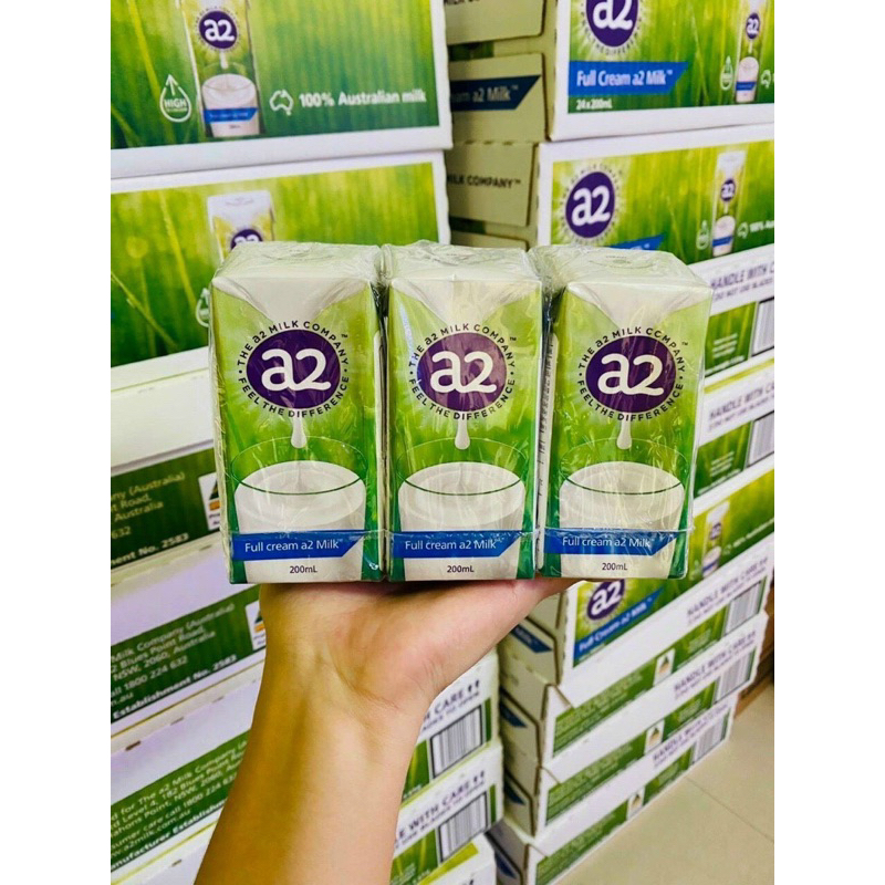 Sữa tươi A2 nguyên kem dạng nước  Hộp 200ml -Date 6/2024