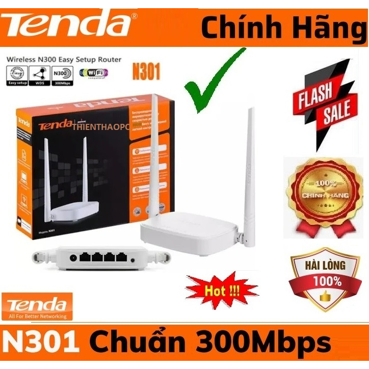 Bộ phát wifi Chuẩn N 300Mbps Tenda N301 Hàng Mới Chính Hãng Bh36T