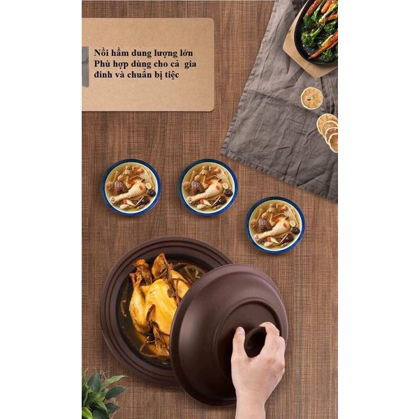Nồi hầm chậm E.meal lõi đất sét đen