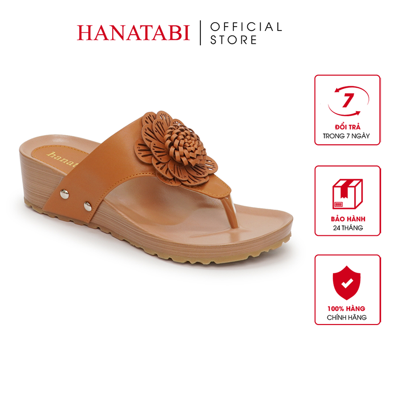 Dép Kẹp Nữ Hanatabi Khoá Bông Đế Xuồng Cao 4cm Mã HNDEK4F839