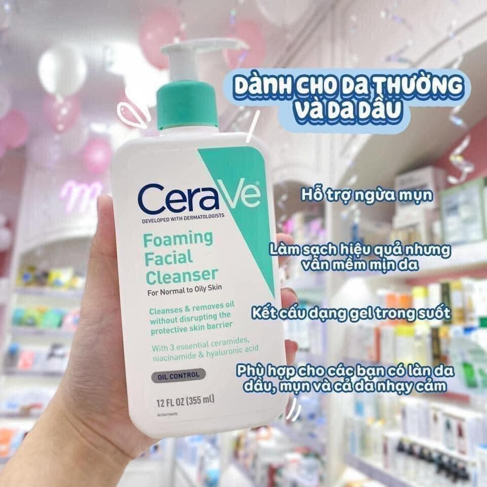 Sữa rửa mặt CERAVE sạch sâu cho da dầu, da dầu mụn, da nhạy cảm dung tích 236ml