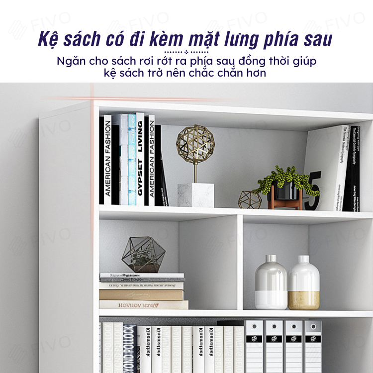 Tủ Kệ Sách Gỗ Để Sàn Đẹp Hiện Đại FIVO Mẫu FB70 Lắp Ráp Đơn Giản, Chất Liệu Gỗ MDF Cao Cấp
