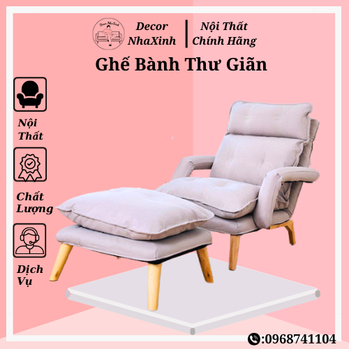 Ghế Sofa Lười, Ghế Sofa Đa Năng, Ghế Sofa Thư Giãn Tặng Kèm Đôn Gác Chân, Ghế Sofa Bành Thư Giãn Cao Cấp