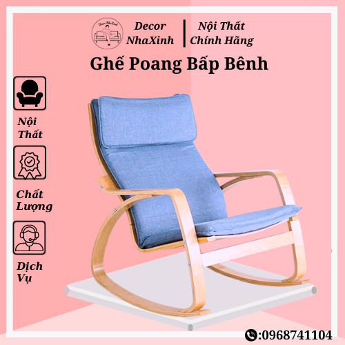 Ghế Poang Bập Bênh Thư Giãn, Ghế Thư Giãn Poang Đọc Sách Được Làm Từ Gỗ Bạch Dương Cao Cấp