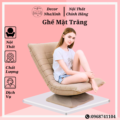 Ghế Thư Giãn,Ghế Đệm Gấp Gọn, Ghế Lười Mặt Trăng Xoay 360 Độ - Nội Thất Thông Minh