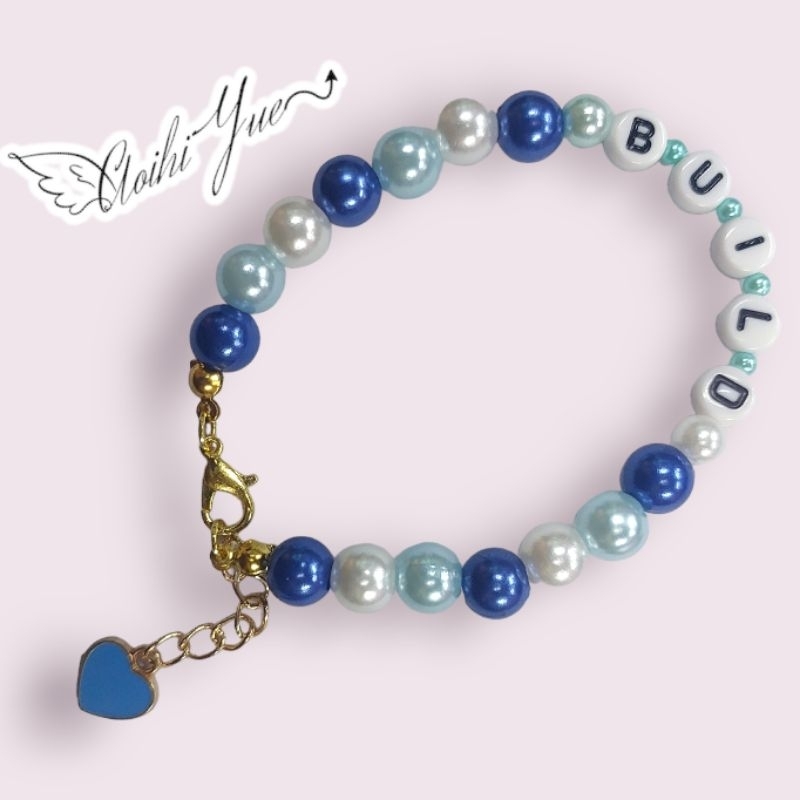 Vòng tay hạt bẹt, hạt cườm nhựa giả ngọc trai mix màu thay chữ theo yêu cầu