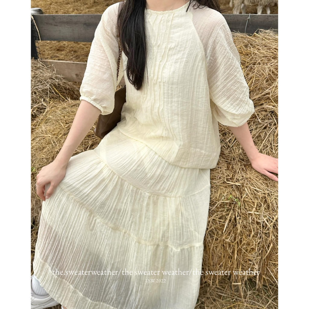 Set váy áo nữ, đầm nữ tơ nhăn dáng dài trơn khoogn họa tiết basic freesize phom suông hàn quốc vintage Ylydress C1630