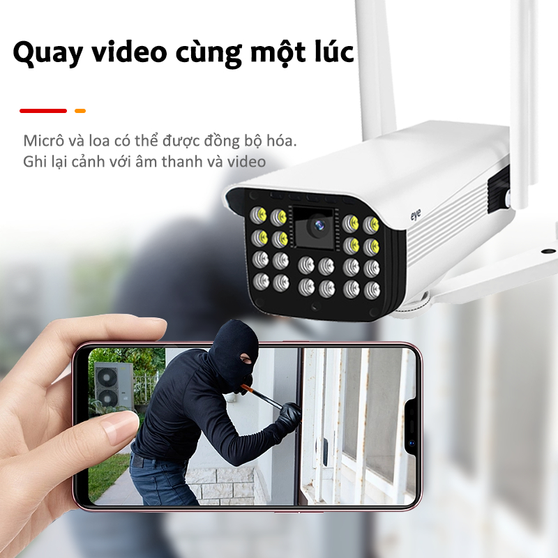 Camera Ngoài trời YCC365 PLUS thân xoay 4 râu 5.0 20ED  -   BAN ĐÊM CÓ MÀU
