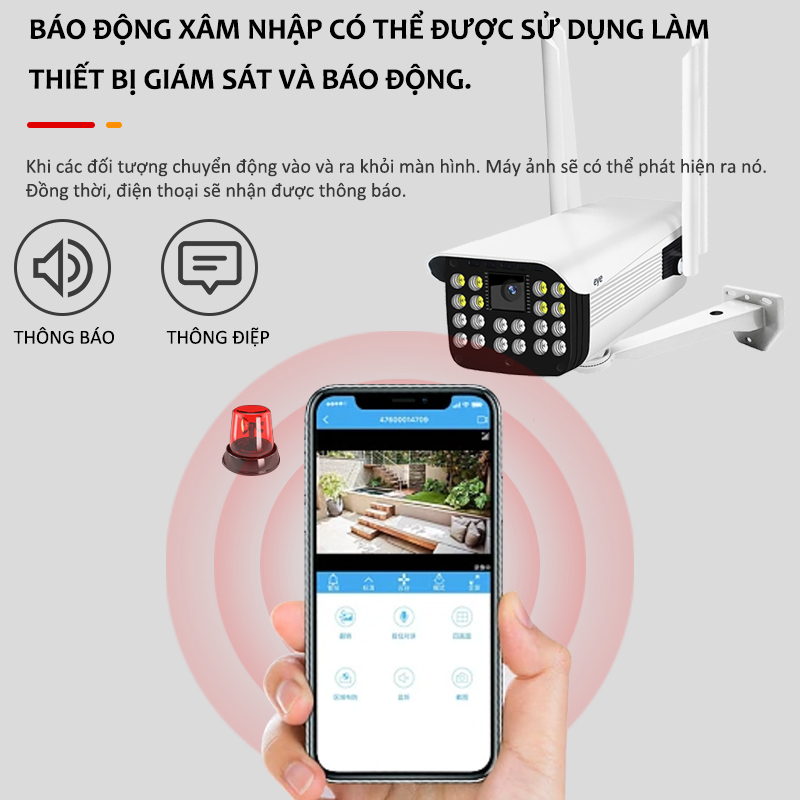 Camera Ngoài trời YCC365 PLUS thân xoay 4 râu 5.0 20ED  -   BAN ĐÊM CÓ MÀU