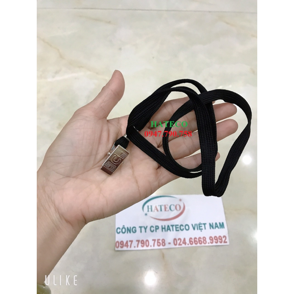 Dây đeo thẻ DÂY DÙ KẸP SẮT ĐEN , bản rộng 1cm - Dây đeo thẻ nhân viên học sinh