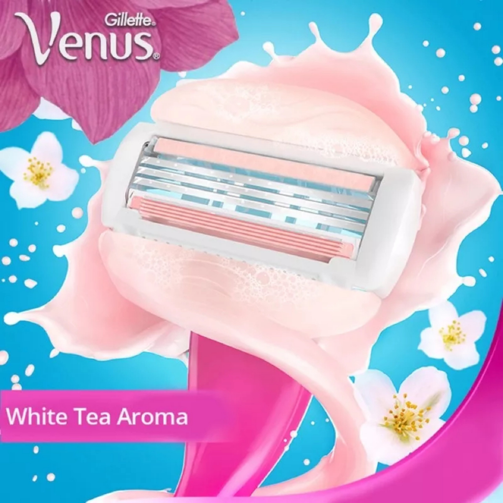 [Có che tên- tách lẻ] Bộ 2 dao cạo cho nữ có đầu bơ gillette Venus comfortglide white tea venus spa 3 blades
