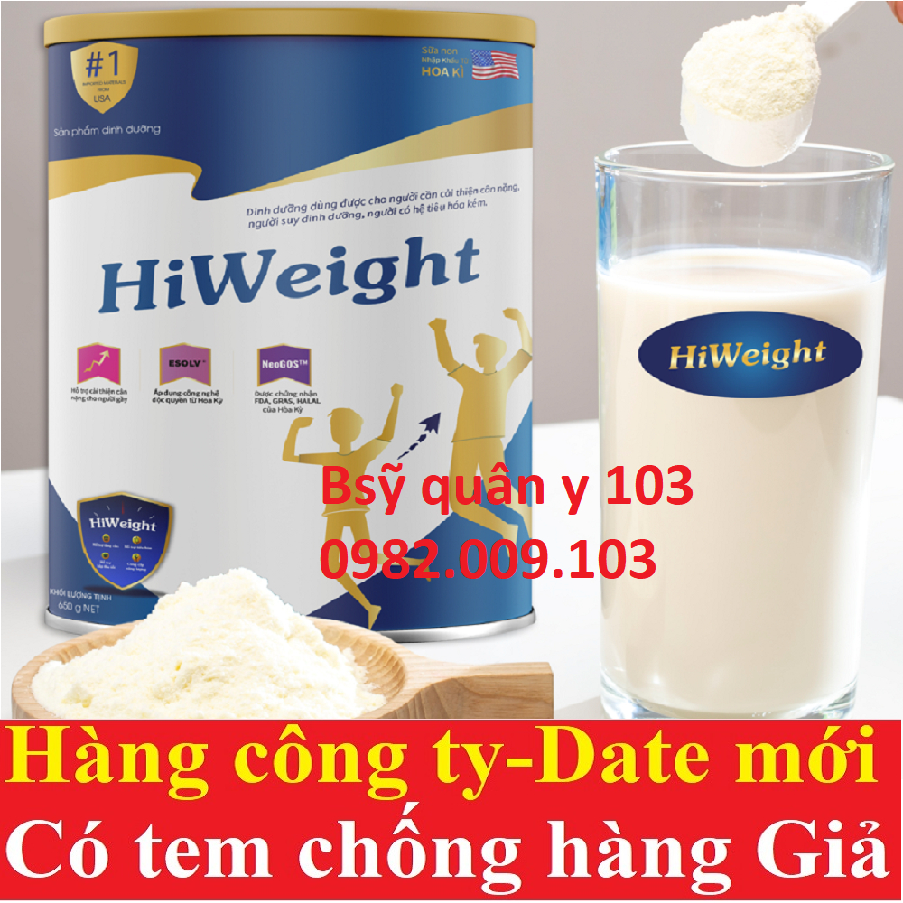 Sữa non tăng cân hiệu quả Hiweight hộp 650g nhập khẩu mỹ, sữa tăng cân cho người gầy, trẻ em và người lớn