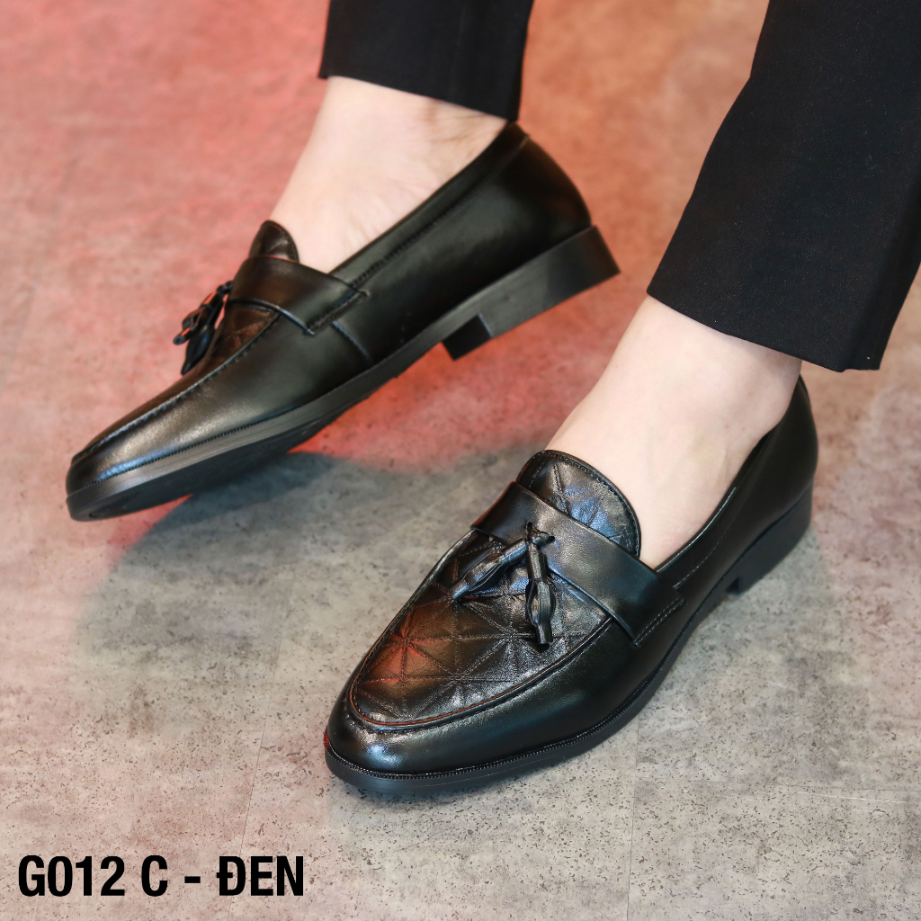 Giày Lười Nam Công Sở, Giày Nam Công Sở Trẻ Trung Da Lì Dập Vân 3D Mã G012