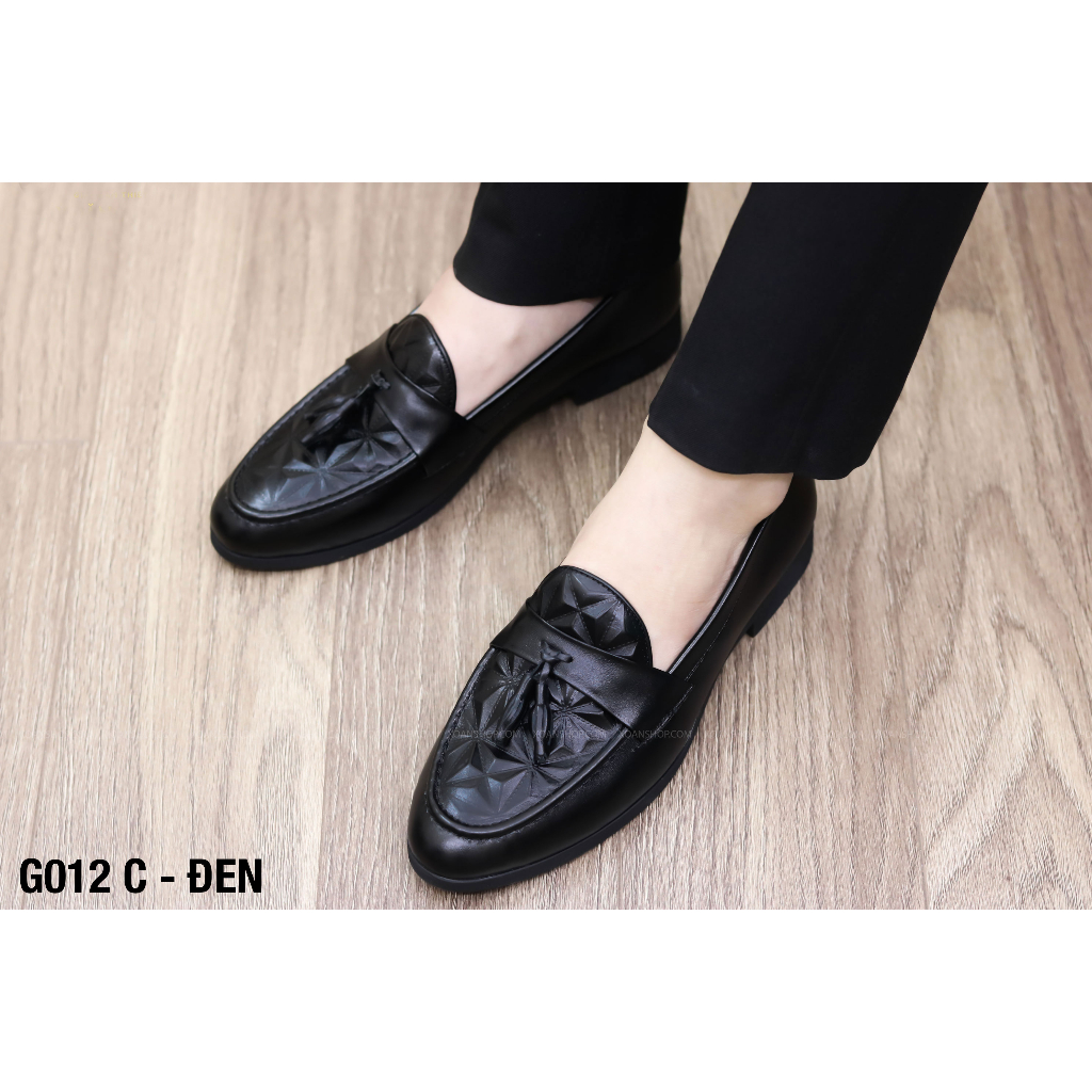 Giày Lười Nam Công Sở, Giày Nam Công Sở Trẻ Trung Da Lì Dập Vân 3D Mã G012