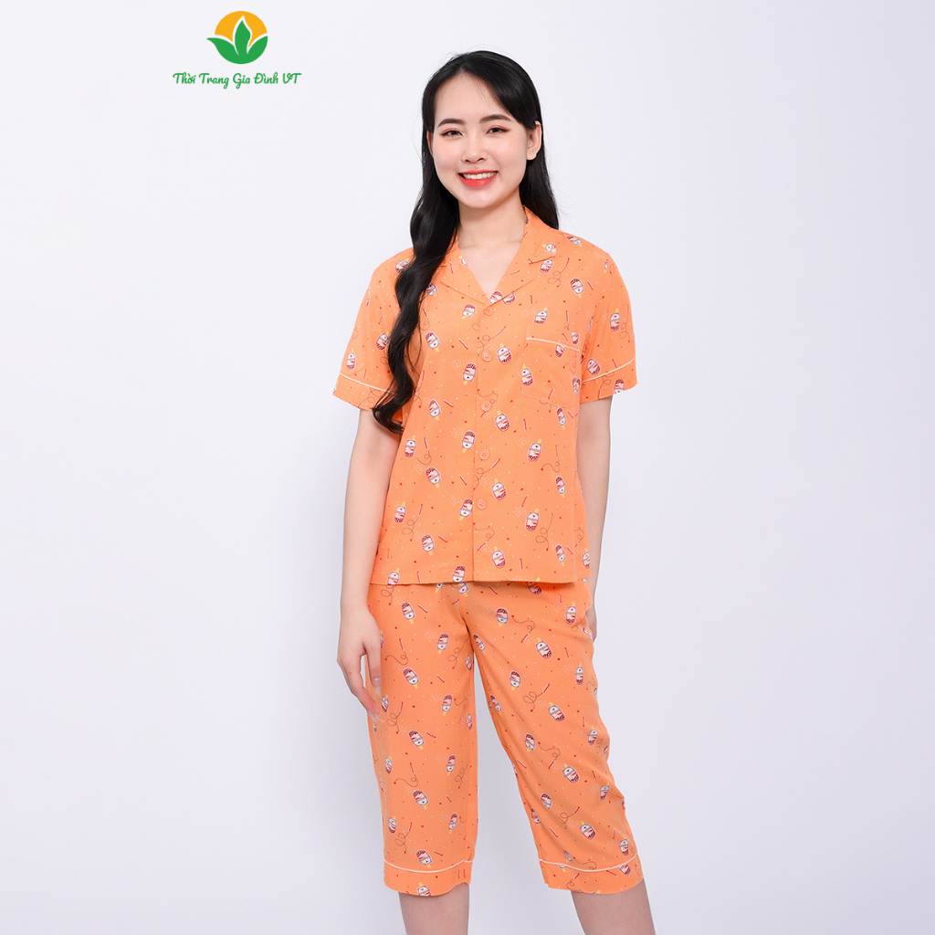 [Mã FATOP12 giảm 30K đơn 150K] Bộ pijama lanh nữ mùa hè Việt Thắng, quần lửng, áo cộc tay - B06.2316 FORM RỘNG