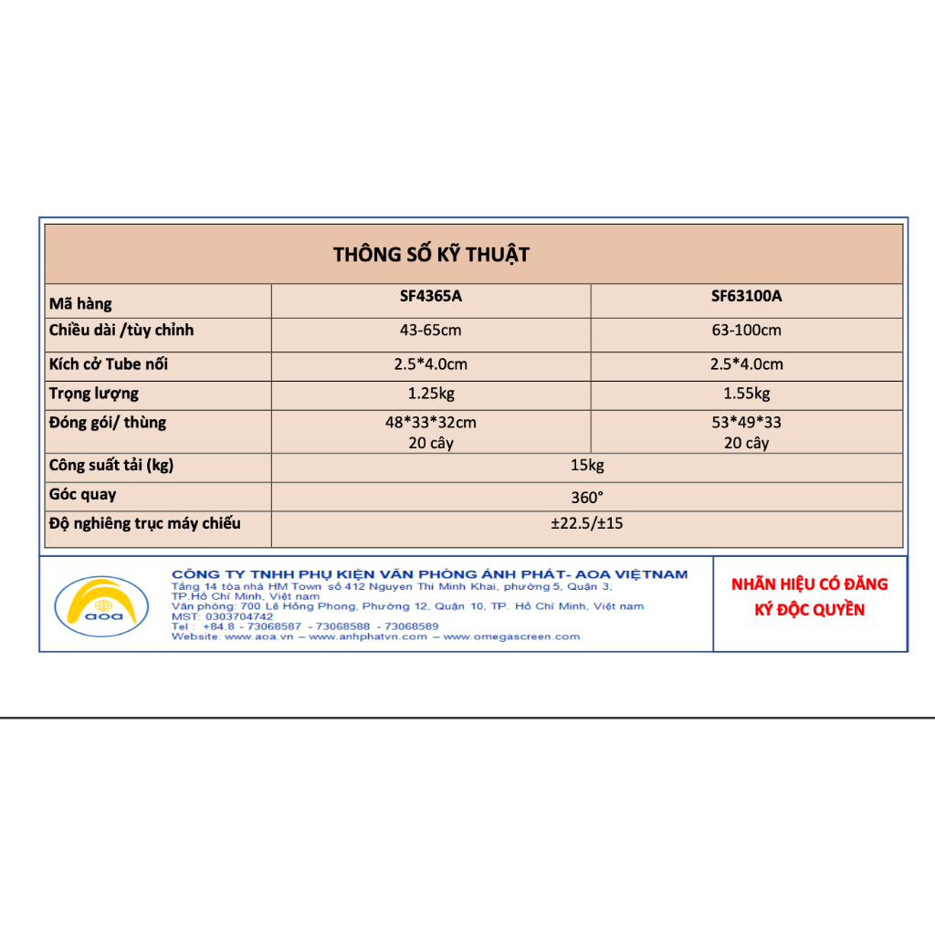 Giá treo máy chiếu đa năng chất liệu nhôm cao cấp kích thước 60cm - 100 cm - ceiling mount for projector apollo