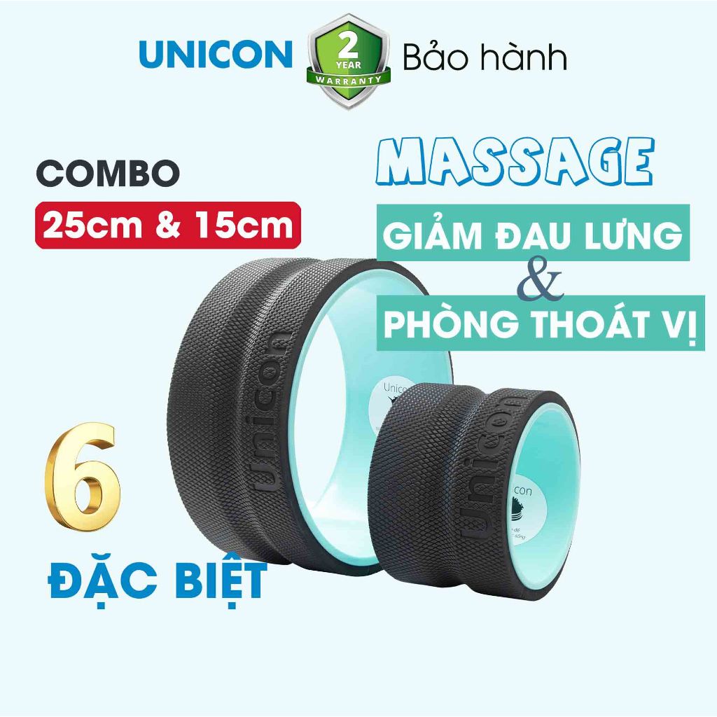 VÒNG LĂN LƯNG UNICON - VÒNG TẬP YOGA đặc biệt - COMBO 25CM & 15CM giúp giảm đau lưng, phòng ngừa thoát vị đĩa đệm