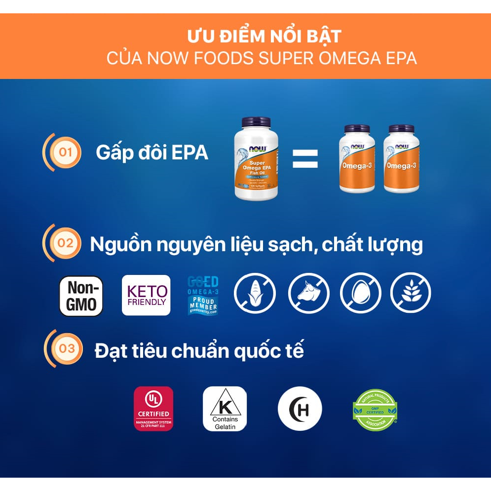 Dầu cá NOW Super Omega EPA | Fish Oil | 360 EPA / 240 DHA nhập khẩu Mỹ - Gymstore