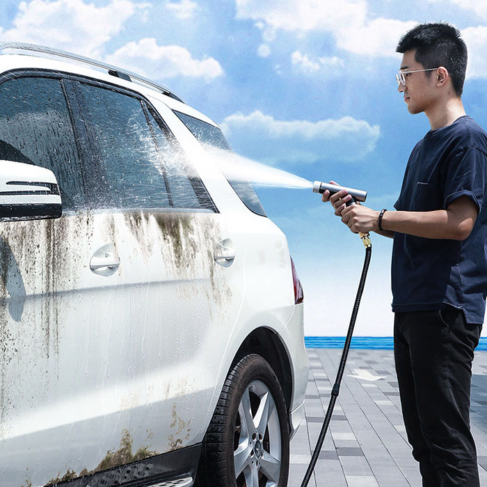 Máy rửa xe cầm tay cao áp ô tô , xe máy , tưới cây gọn nhẹ BASEUS nhập khảu dạng súng , phun xa 15m-30m VM152