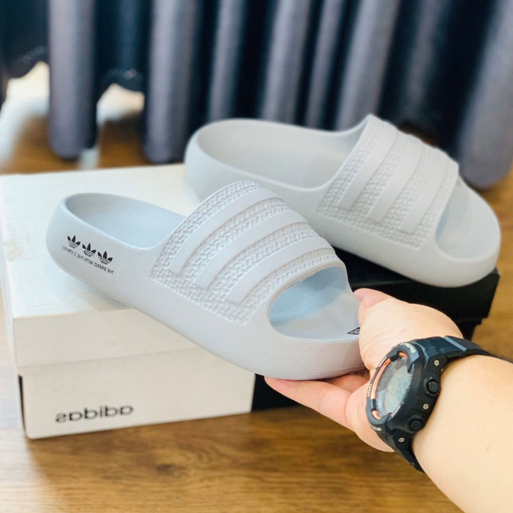 Dép đúc Adilette Ayoon -chọn tăng 1 size- dép đúc nguyên khối ADI AYOON  quai ngang nam nữ siêu êm,xám