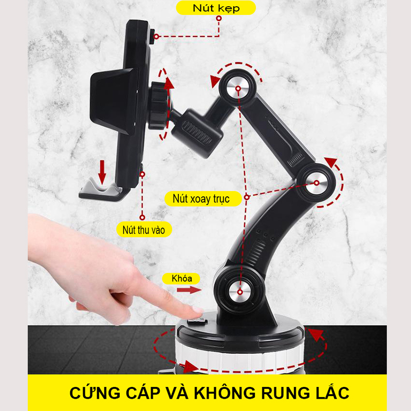 Giá Đỡ Điện Thoại Ô Tô Giá Đỡ Điện Thoại Ô Tô 360 Hút Chân Không Dòng Cao Cấp 3 Khớp Xoay Thông Minh Giúp Lái Xe An Toàn