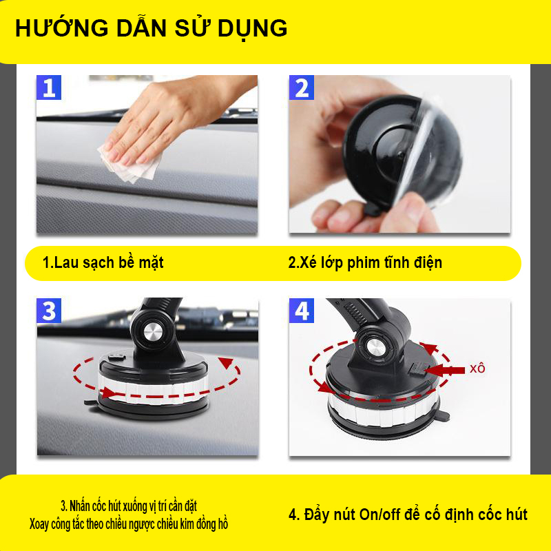 Giá Đỡ Điện Thoại Ô Tô Giá Đỡ Điện Thoại Ô Tô 360 Hút Chân Không Dòng Cao Cấp 3 Khớp Xoay Thông Minh Giúp Lái Xe An Toàn