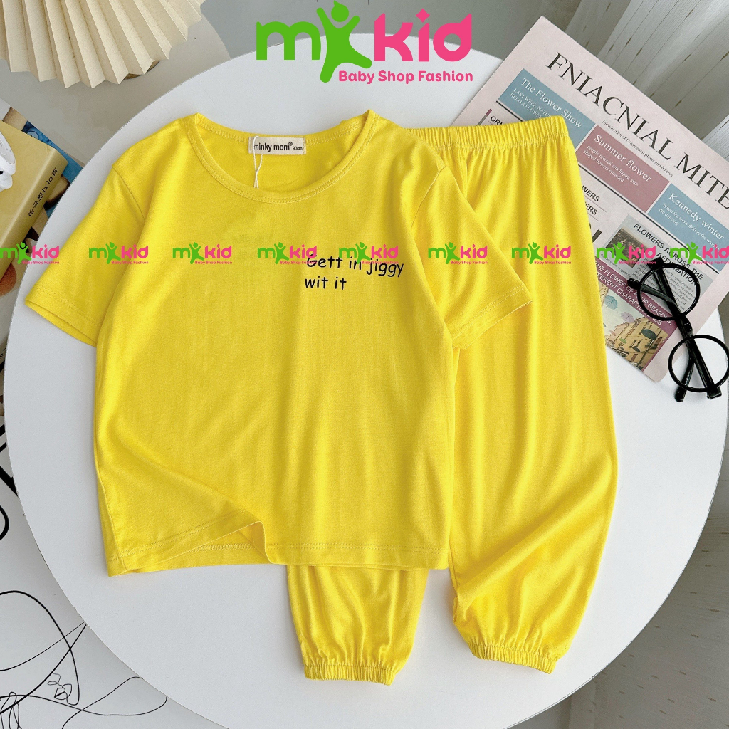 Bộ Đồ MK KID Cho Bé Trai Bé Gái 21-30kg Cao tối đa 1m28, Bộ Ngắn Tay Quần Dài Chất Thun Lạnh mềm mát cho bé mặc nhà, Mặc