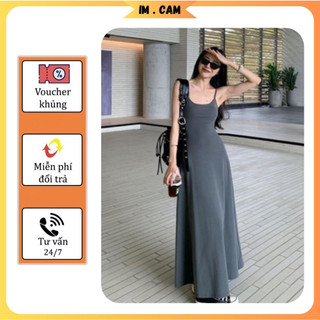 Đầm hai dây maxi nữ, dáng dài 2 màu thun tăm lạnh cực tôn dáng