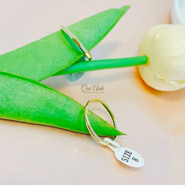 Nhẫn Ngón Út_Nhẫn Titan Màu Vàng Góc Cạnh Cá Tính