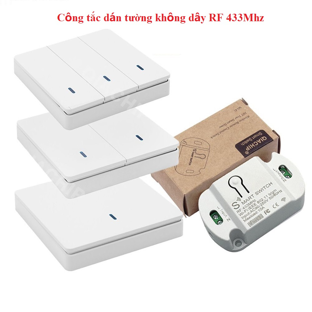 Công tắc dán tường thông minh RF433mhz, bộ thu điều khiển từ xa 433mhz 220vac