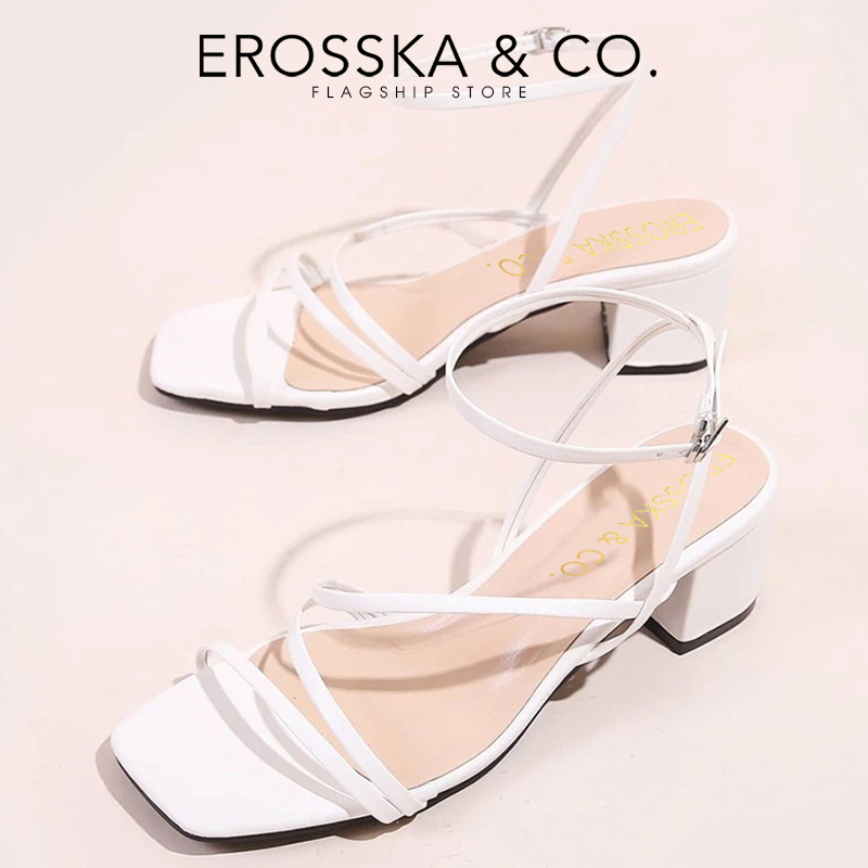 Erosska - Giày sandal nữ quai mảnh kiểu dáng cơ bản thanh lịch cao 6cm màu nude - Eb060