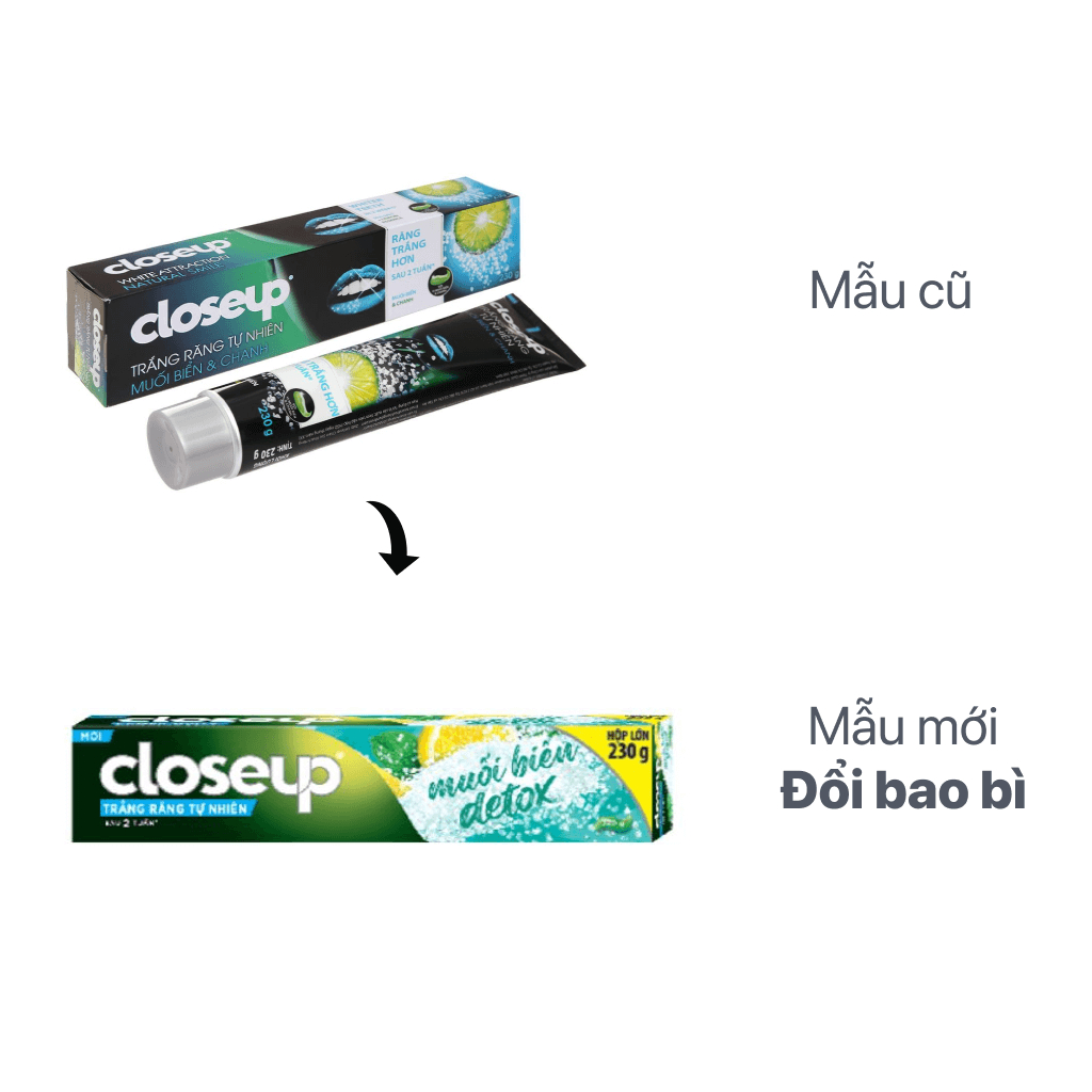 Kem Đánh Răng Closeup Trắng Răng Muối Biển Detox 230g