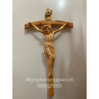 Tượng chịu nạn 30cm thánh giá 50cm | Tượng chúa Thánh giá gỗ pơmu | Cây Thánh giá gỗ pơmu