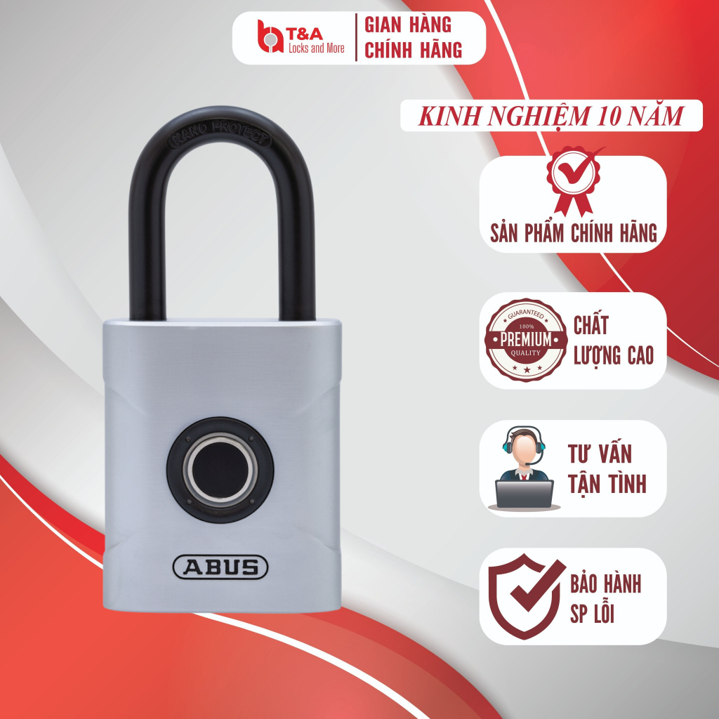 Khoá vân tay cảm ứng cao cấp ABUS Touch 57/50 thân 50mm