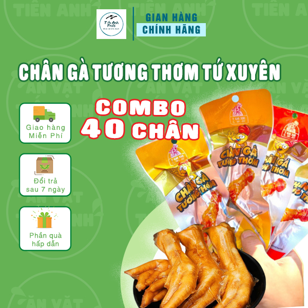 Combo 40 Chân Gà Cay Tương Thơm - Chân Gà Cay Tiến Anh Foods Chân Gà Việt Nam Hương Vị Tứ Xuyên Siêu Ngon