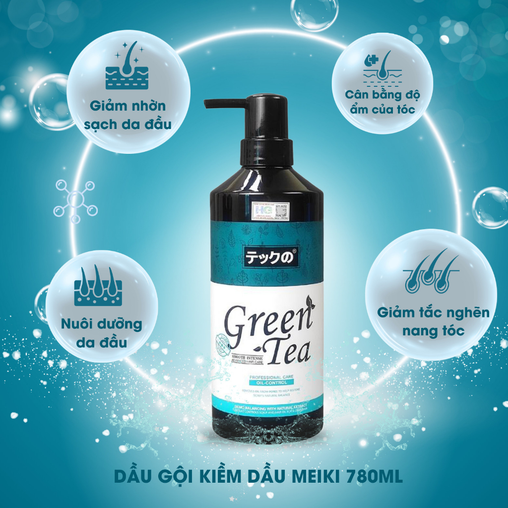 Meiki dầu gội trà xanh meiki kiềm dầu cho da đầu và cân bằng độ ẩm phục hồi hư tổn cho mái tóc, Mỹ phẩm tóc yến nhi DG21