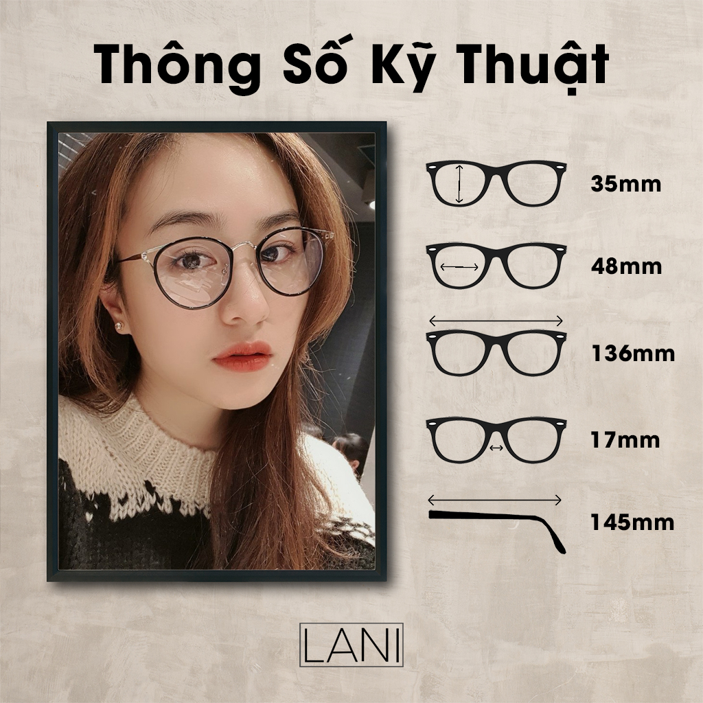 Gọng kính cận kim loại dáng bầu mắt mèo LANI 90029 - Lắp mắt cận theo yêu cầu