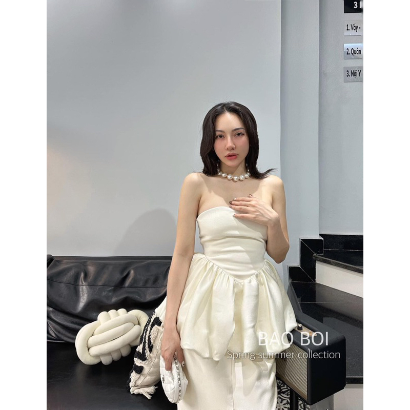 Áo ống nhúng phồng, gomboutique77 Áo ống phom xòe , áo nữ có đệm🍓🍓🍓P9988