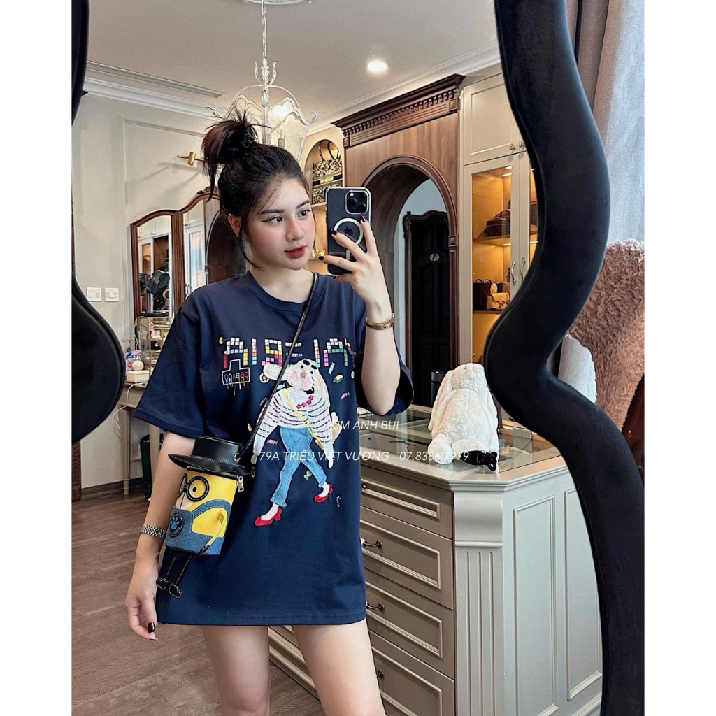 Áo Phông Áo Thun Nữ Tay Lỡ Dáng Thụng Cotton Freesize in 8D  Bầu Bì 70kg Bon Chen Được mẫu YAI. TP82