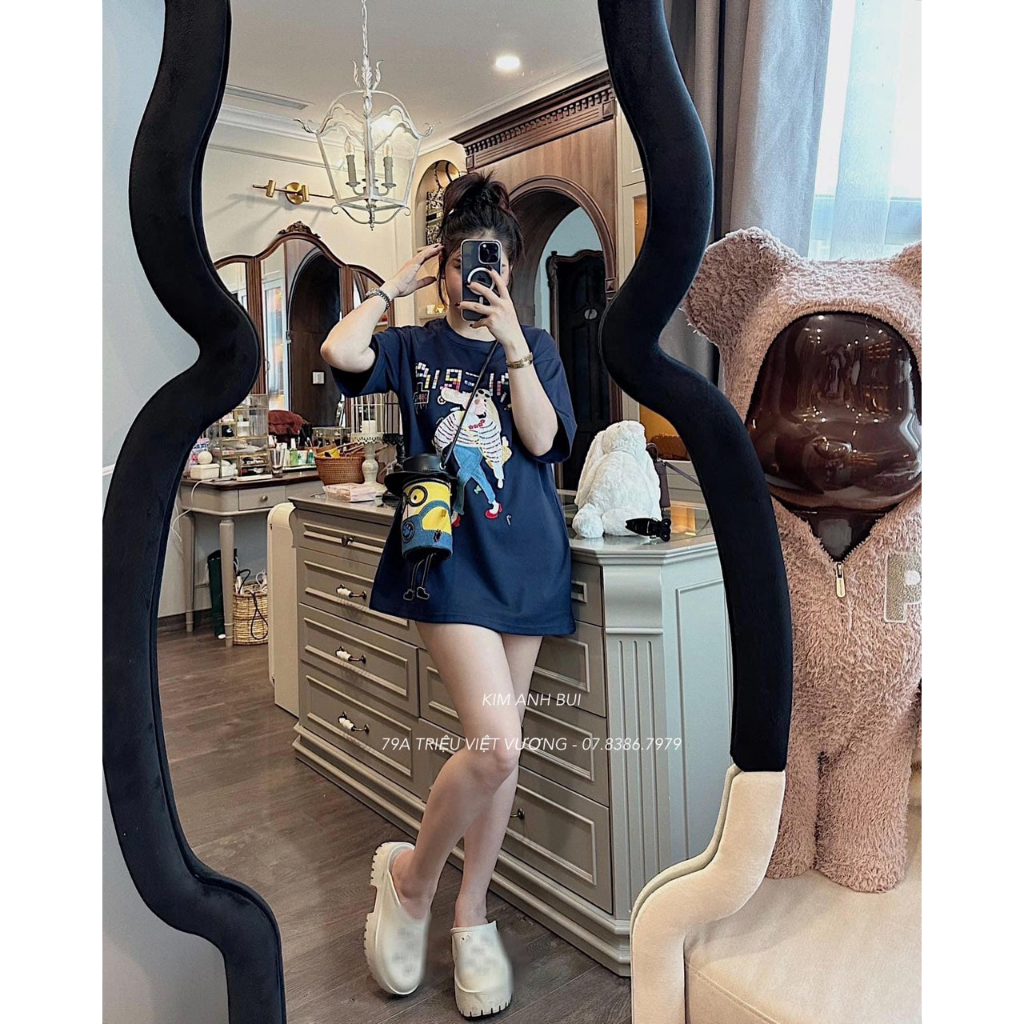 Áo Phông Áo Thun Nữ Tay Lỡ Dáng Thụng Cotton Freesize in 8D  Bầu Bì 70kg Bon Chen Được mẫu YAI. TP82