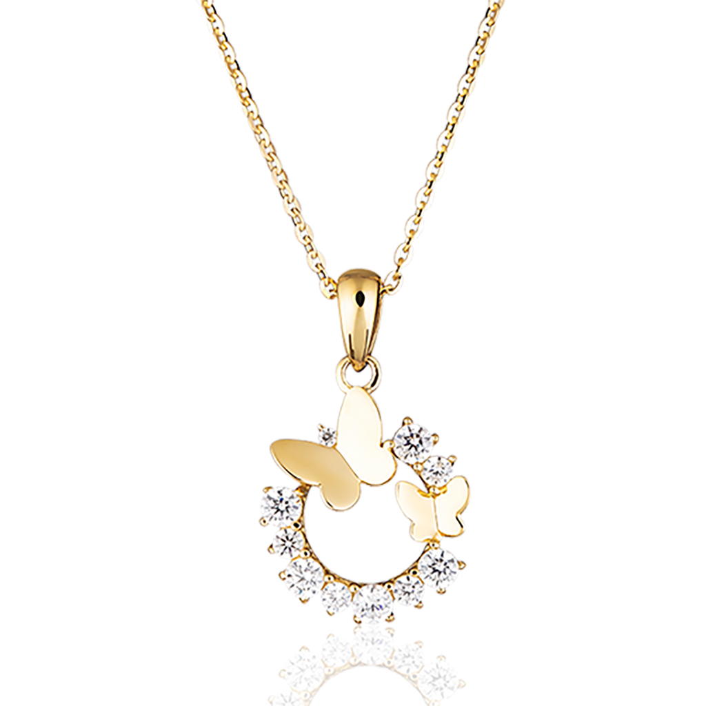Mặt Dây Chuyền Vàng 14K Thiết Kế Hình Bướm Đính Đá CZ Cao Cấp Lấp Lánh MDMAMD560 Huy Thanh Jewelry