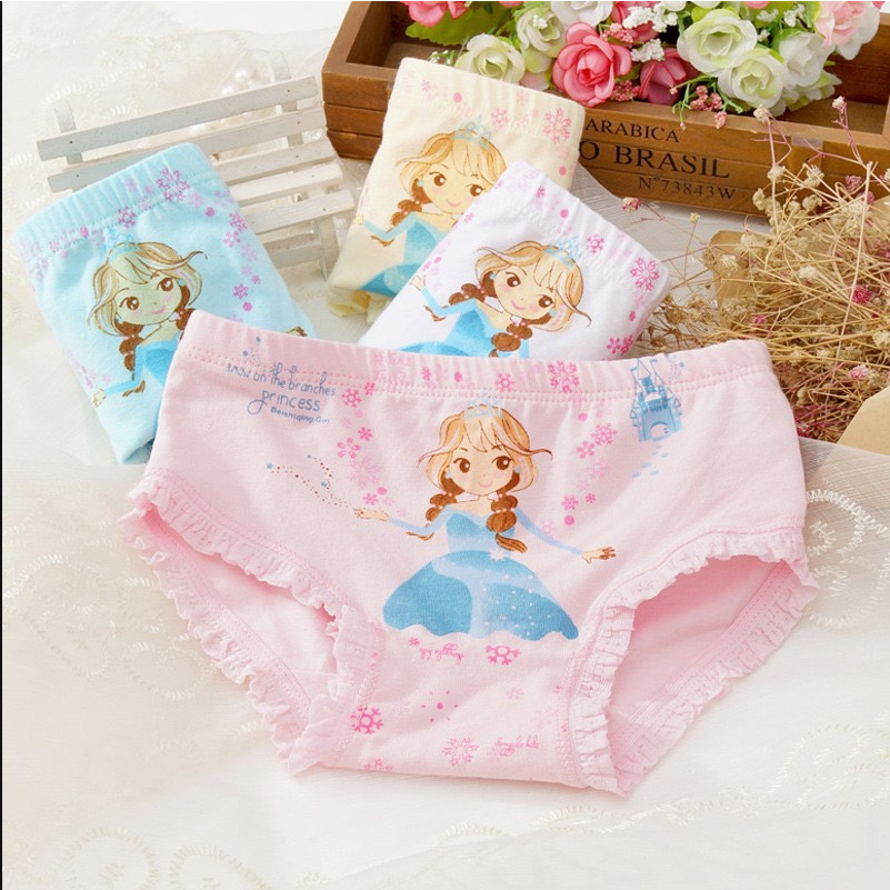 (Nhiều mẫu) Set4 Chip đùi chéo in hình ngộ nghĩnh cho bé gái cotton thấm hút thoáng khí