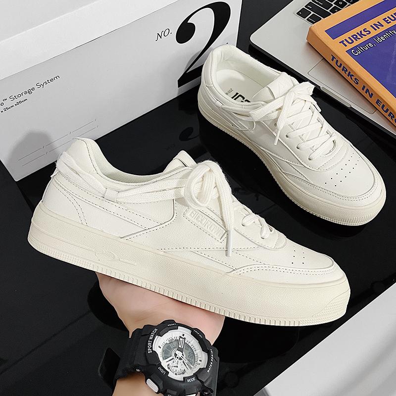 Giày thể thao nam full trắng tinh khiết, giày sneaker nam nữ basic đơn giản buộc dây sport đế bằng siêu đẹp 4536