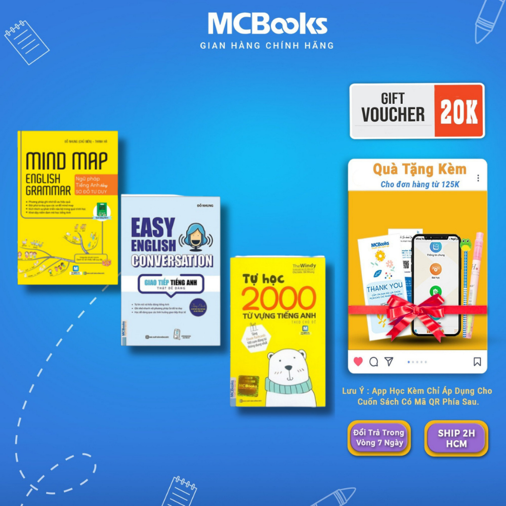 Sách - Combo Bộ sách Học Tiếng Anh Bằng Mindmap English Grammar - Qua Sơ Đồ Tư Duy Mcbooks