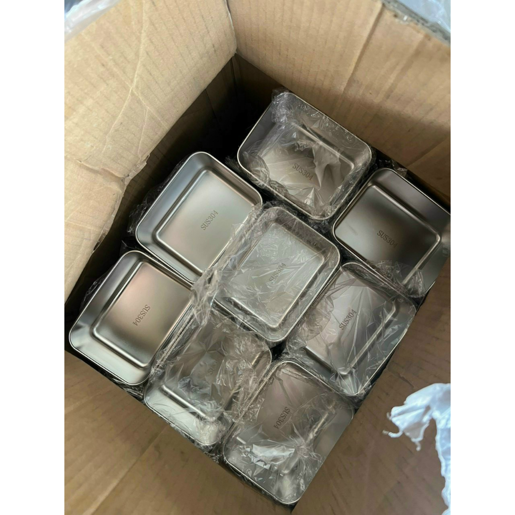 Hộp Inox Đựng Thực Phẩm Bảo Quản Tủ Lạnh An Toàn kt: 13.5x10.5x5.8cm (ảnh thật)