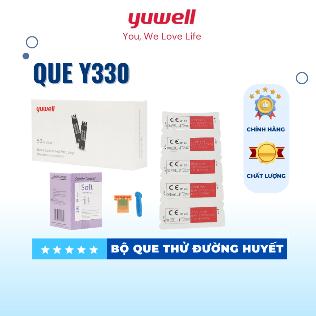 Que thử đường huyết YUWELL dùng cho tất cả các máy đường huyết YUWELL
